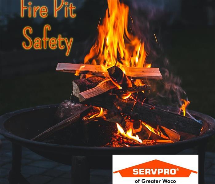 Fire pit image with the title Fire Pit Safety and the SERVPRO logo